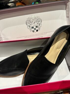 Vince Camuto Black Textured Slip-On Loafers